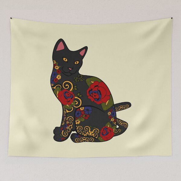 Item preview, Cat with Flower Tattoos designed and sold by Epitome Girl.