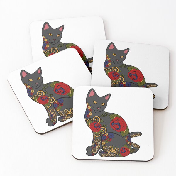Item preview, Cat with Flower Tattoos designed and sold by Epitome Girl.