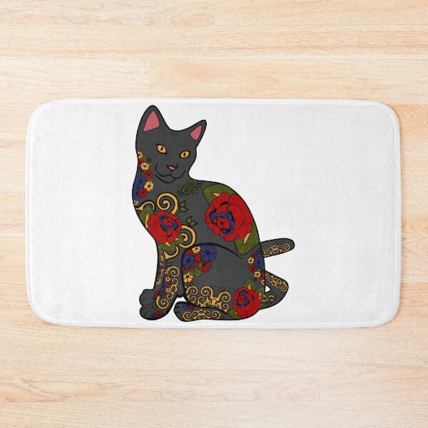 Item preview, Cat with Flower Tattoos designed and sold by Epitome Girl.