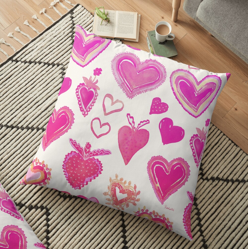 Pink Herze Bodenkissen