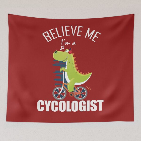 Item preview, Believe Me I'm a Cycologist- Kawaii Dinosaur off to the Party riding a Bicycle designed and sold by EvaLobo.