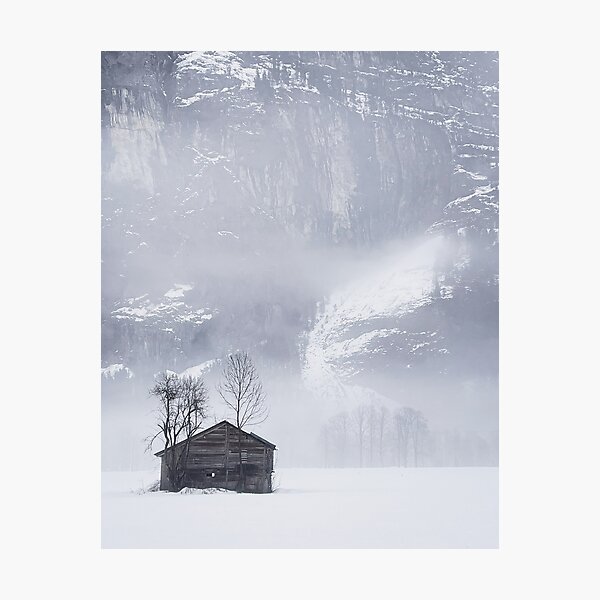Snow and mist in the Lauterbrunnen Valley Photographic Print