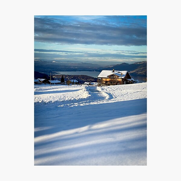 House at Aeschiried with a view to Thun Photographic Print