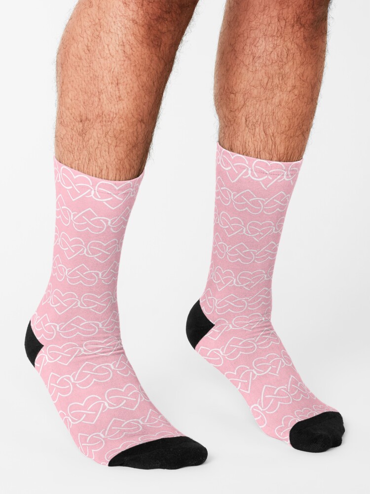 Alternate view of Polyamory Infinity Hearts Chain (Pink) Socks