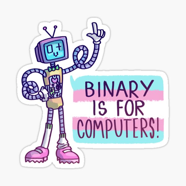 Binary Is For Computers - Trans Flag Sticker
