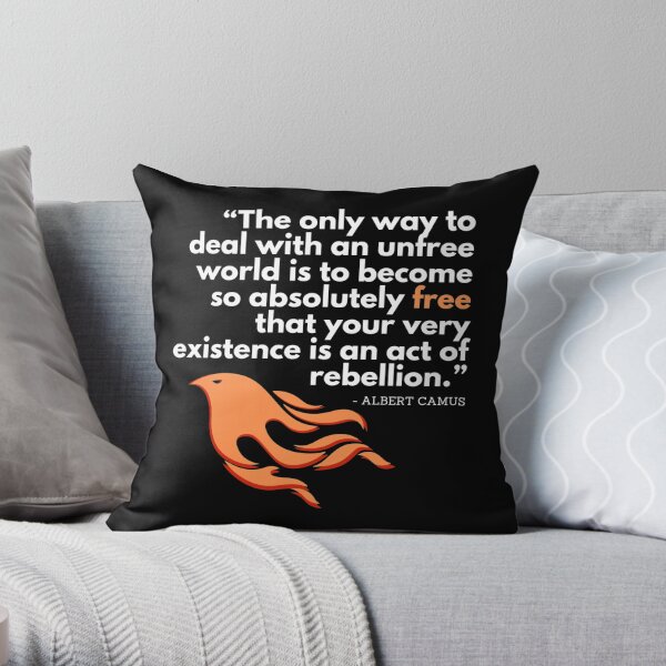 Albert Camus - Your Very Existence (For dark fabrics) Throw Pillow