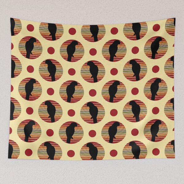 Item preview, Eclectus Parrot Silhouette Retro Colored Spiral Sunset  designed and sold by Zurickdesigns.