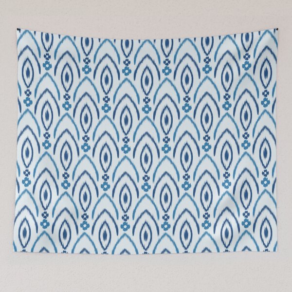 Item preview, Ikat flower seamless pattern blue designed and sold by Kamiri.