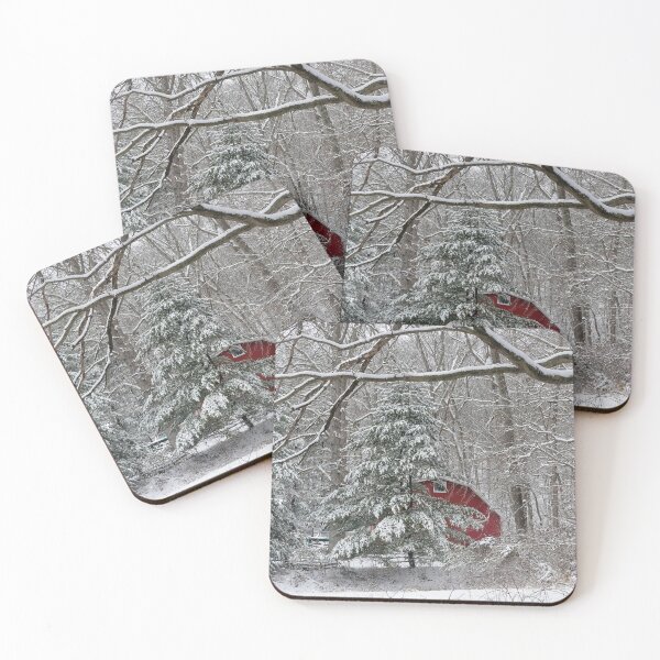 Item preview, Snowy Red Barn designed and sold by Frankie Cat Photography.