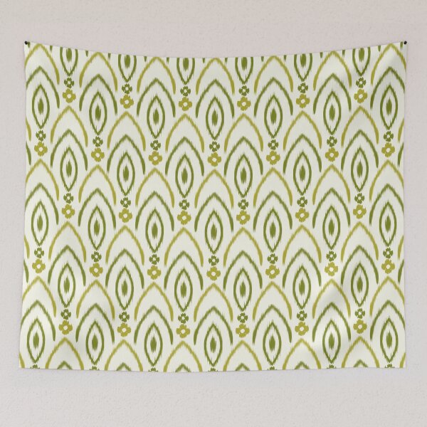Item preview, Ikat flower seamless pattern lime designed and sold by Kamiri.
