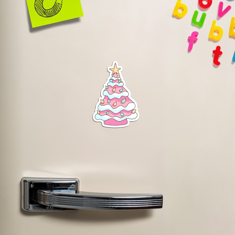 Preppy Pink Christmas Tree Sticker for Sale by EpicCreation