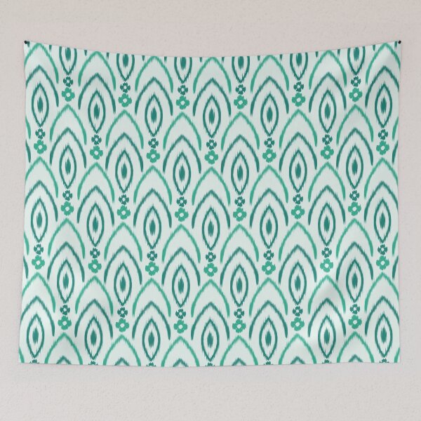 Item preview, Ikat flower seamless pattern Teal designed and sold by Kamiri.