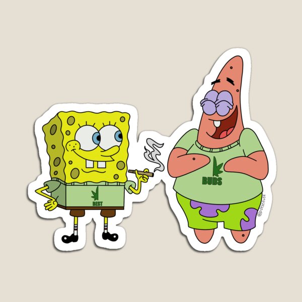 Imán «Bob Esponja y Patrick fumando marihuana arte de dibujos animados de  cannabis» de p0tstitute | Redbubble