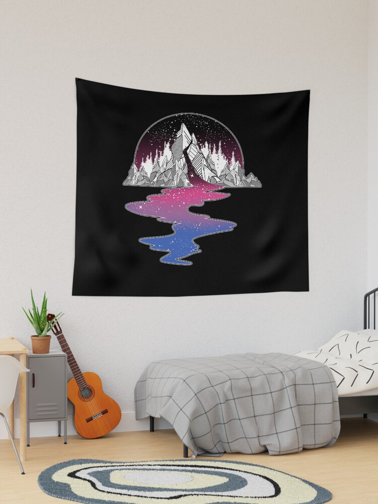 Bisexual Flag Mountain River Tapestry