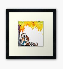 Calvin and Hobbes Under Tree Framed Print