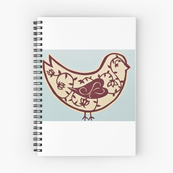 Artikelvorschau, Vogel mit rotem und cremefarbenem Papierschnitt, handgefertigtes Original entworfen und verkauft von Heartcrafts.