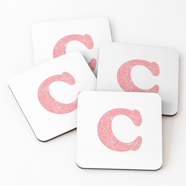 Item preview, C Initial / Monogram - Pink Floral designed and sold by MessyBestie.