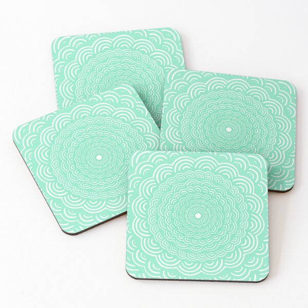 Item preview, Spiral Floral Mandala Maze Pattern Design // Bright Green Blue Seafoam Color designed and sold by AEJdesign.