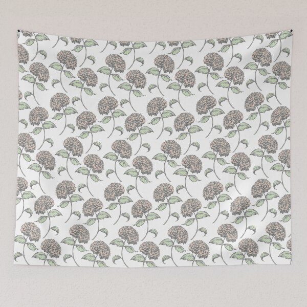 Item preview, Hydrangea Vintage Floral Pattern Green Pink designed and sold by jeff-jones.