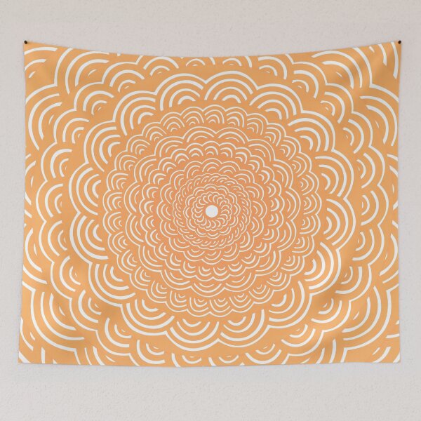 Item preview, Spiral Floral Mandala Maze Pattern Design // Bright Orange Tangerine Color designed and sold by AEJdesign.