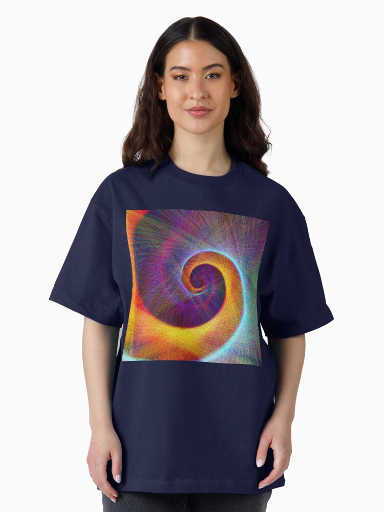 Thumbnail 2 of 7, Oversized T-Shirt, Fibonacci spiral, linify designed and sold by blackhalt.