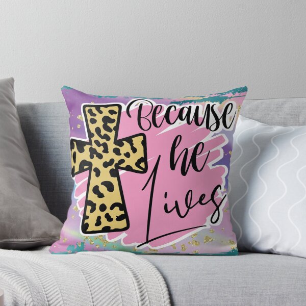 Item preview, Because He Lives Quote With Animal Print Cross On Colors With Gold  designed and sold by SprightfulSeeds.