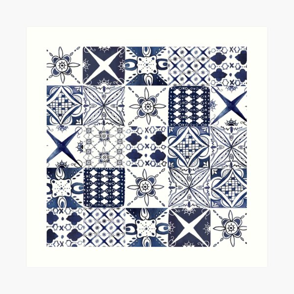 Watercolor Morrocan Tile Pattern Art Print