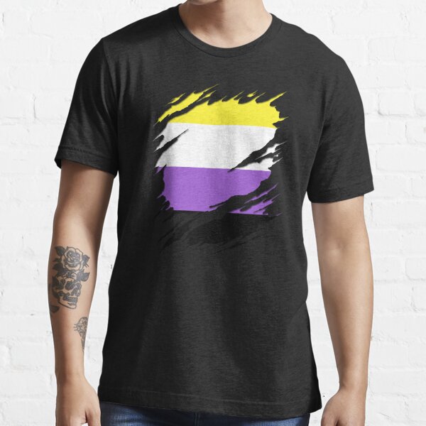 Nonbinary Pride Flag Ripped Reveal Essential T-Shirt