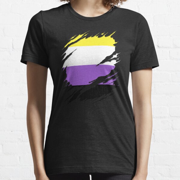 Nonbinary Pride Flag Ripped Reveal Essential T-Shirt