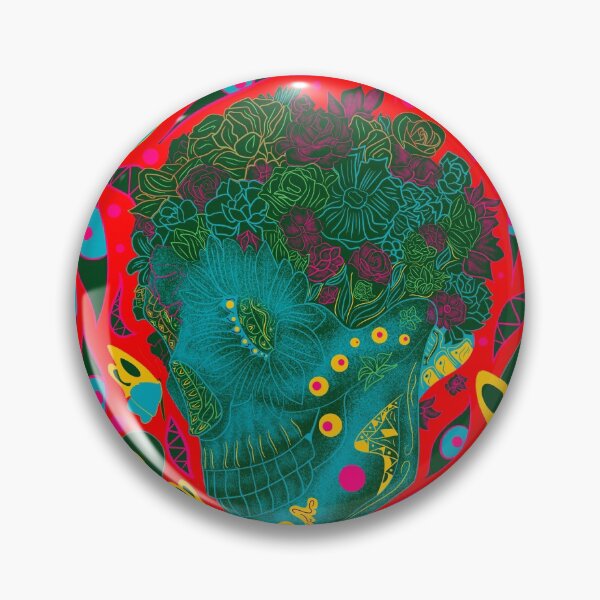 Item preview, green skeleton in homunculus floral crown ecopop pattern designed and sold by jorgelebeau.
