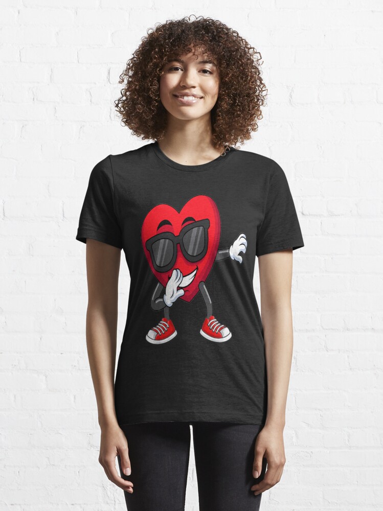 Valentines Day Dabbing Heart Funny Boys Girls Kids T-Shirt