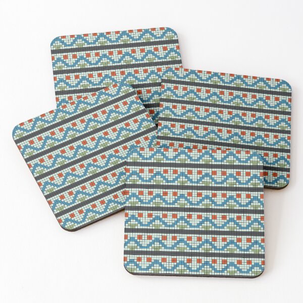 Item preview, Blue Waves Twin Suns and Grass Pixel Pattern designed and sold by shahramroj.