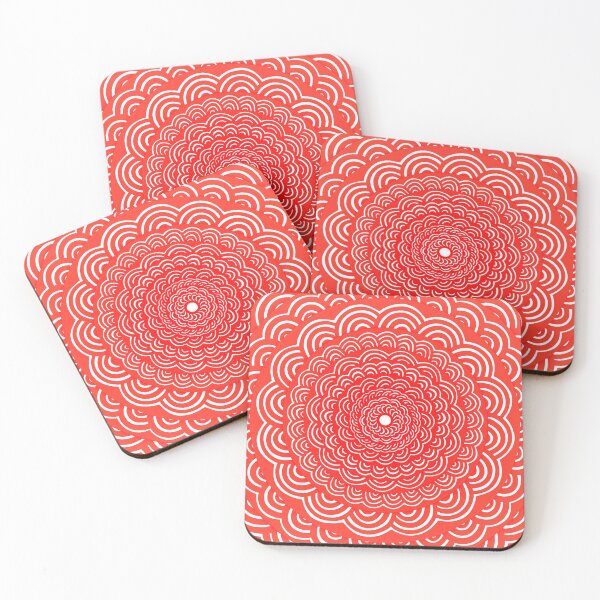 Item preview, Spiral Floral Mandala Maze Pattern Design // Bright Red Orange Color designed and sold by AEJdesign.