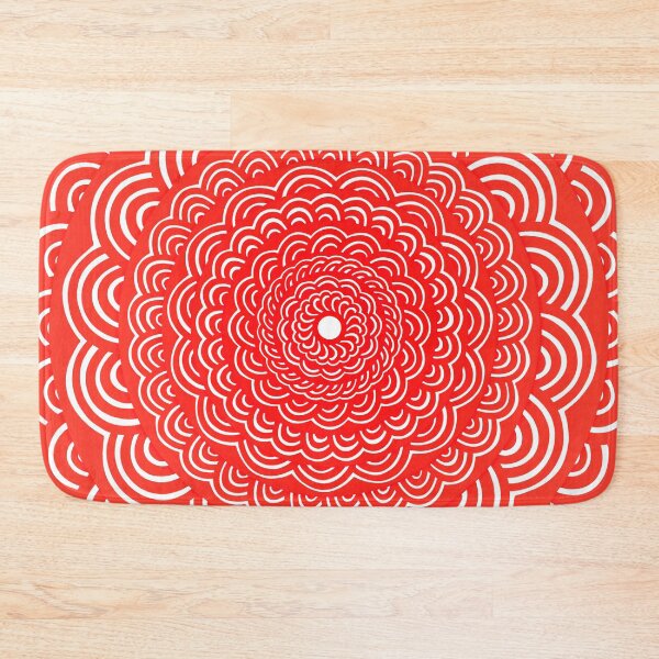 Item preview, Spiral Floral Mandala Maze Pattern Design // Bright Red Orange Color designed and sold by AEJdesign.