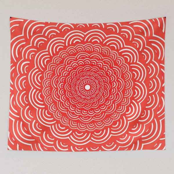 Item preview, Spiral Floral Mandala Maze Pattern Design // Bright Red Orange Color designed and sold by AEJdesign.