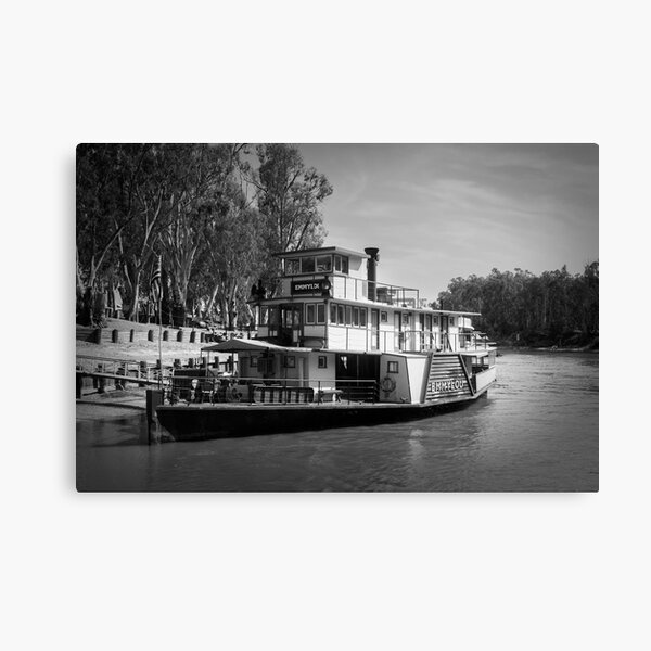 PS Emmylou. Paddlesteamers of Australia. Murray River. Black and White Canvas Print