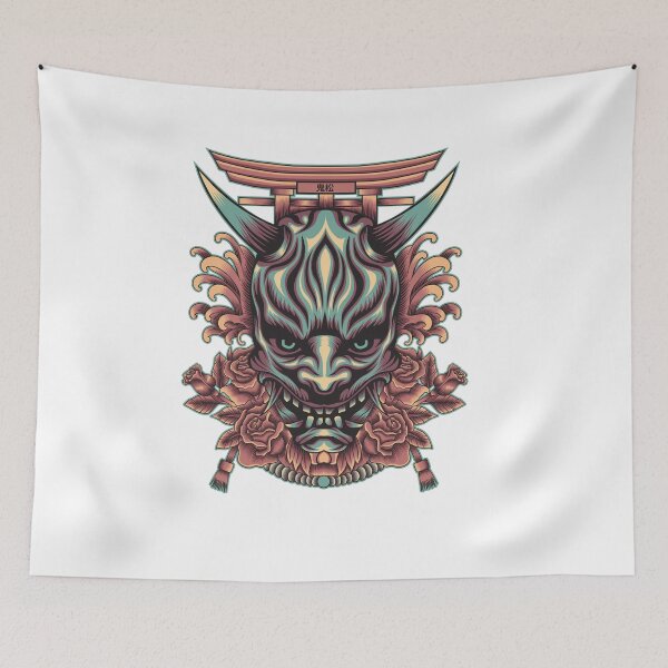 Item preview, Oni mask with japanese ornament designed and sold by Marciano Graphic.