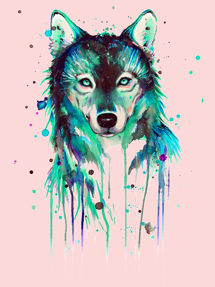 Painting watercolor wolf Kids T-Shirt for Sale by wisamart