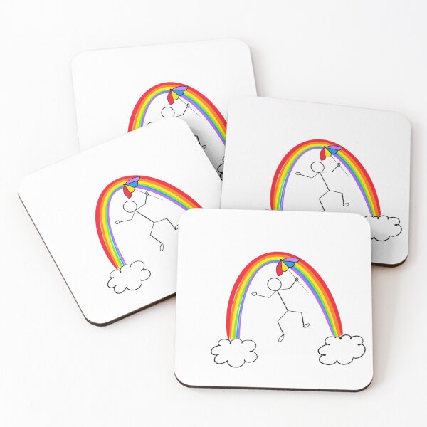 Item preview, stick man dancing under rainbow designed and sold by sydfink.