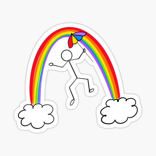 Rainbow Stickman Rainbow Sticker - Rainbow Stickman Rainbow