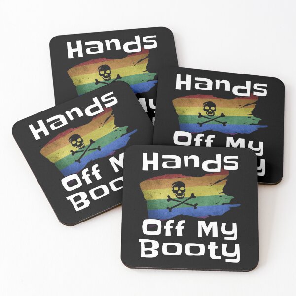 Item preview, Hands Off My Booty Gay Pride Rainbow Flag Pirate Flag LGBTQ designed and sold by TheButtonCrew.