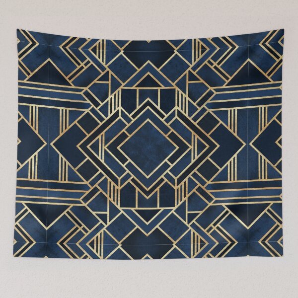 Item preview, Art Deco Blue Diamond Retro Pattern designed and sold by Freshfroot.