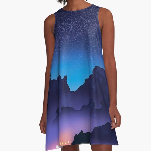 Mountain Magic Beneath the Milky Way A-Line Dress