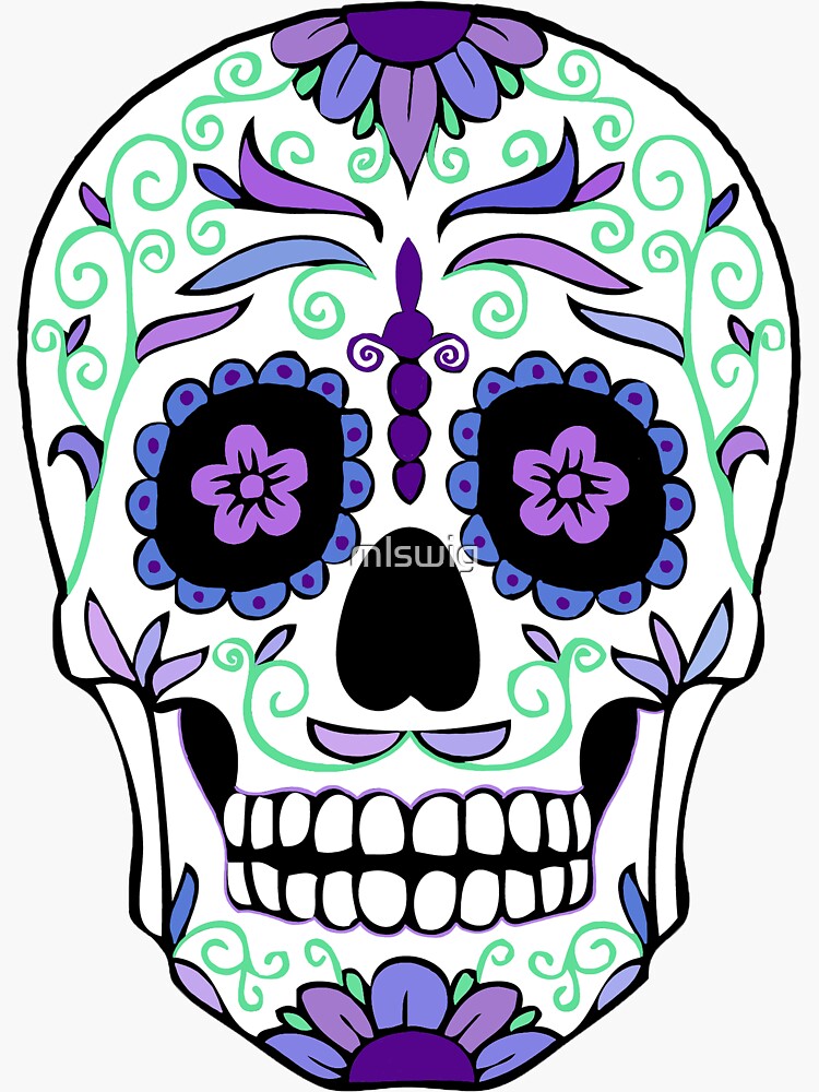 “Purple Sugar Skull " Sticker for Sale by mlswig | Redbubble