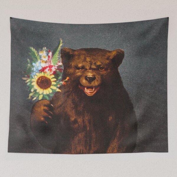 Item preview, Vintage Bear with Flowers Portrait designed and sold by Animal Gifts For Animal Lovers.