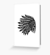 Native Headdress Skull Greeting Card