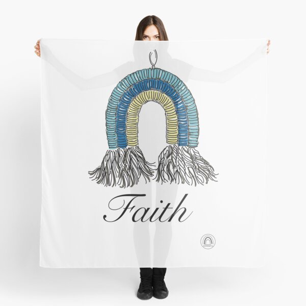 Faith #1 - a Macrame Rainbow Wall Hanging Illustration - Christian Faith Based Art Scarf