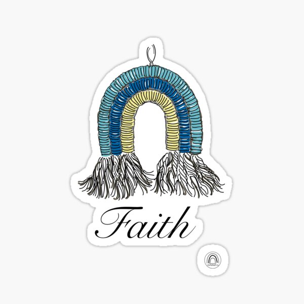 Faith #1 - a Macrame Rainbow Wall Hanging Illustration - Christian Faith Based Art Sticker