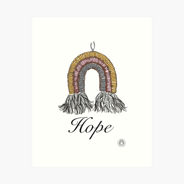 Hope #1 - a Macrame Rainbow Wall Hanging Illustration - Christian Faith Based Art Art Print