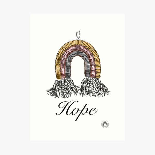 Hope #1 - a Macrame Rainbow Wall Hanging Illustration - Christian Faith Based Art Art Print